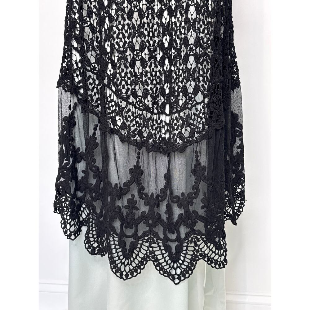 Crochet and lace sleeveless duster black origami by Vivien cardigan medium large - Picture 11 of 16